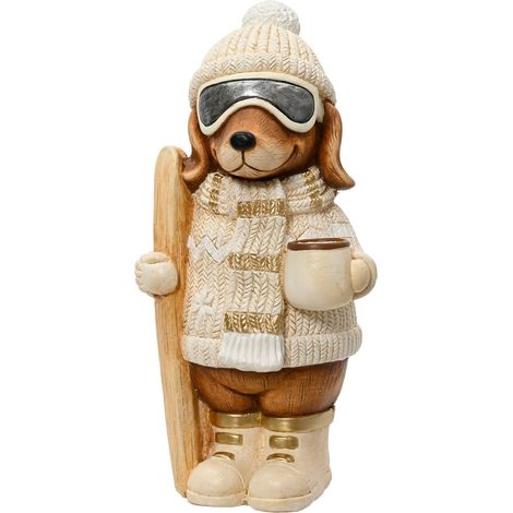 Cane con sci in magnesio 21 x 23 x 44,5 cm crema Peraga Christmas
