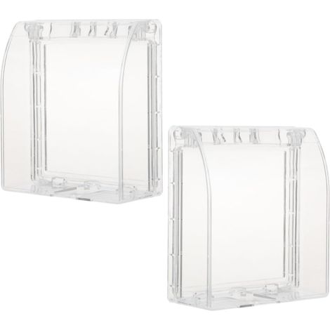 Cache Sonnette Transparent en Plastique 2pcs pour Extérieur Protection Pluie et Design Réduit Les Risques pour Sonnette et Boîtier de (1/5)