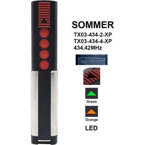 SOMMER TX03-434-4-XP 434.42MHz Porte de garage Télécommande de l’émetteur de poche- SOMMER 434mhz