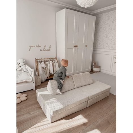 Canapé de jeu Montessori Standard en velours côtelé beige (1/5)