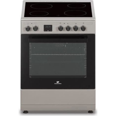 Continental Edison – Cuisinière vitrocéramique 4 feux – Four multifonctions chaleur brassée – L58,8 x P61 x H83 cm – Garantie 2 ans – Silver