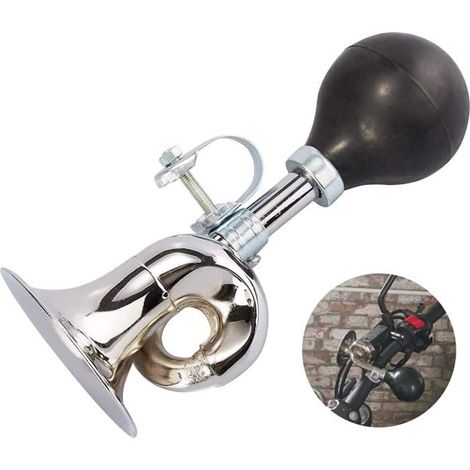 Klaxon Vélo Métal Rétro, Sonnette avec Collier Serrage, Non Électronique (1/4)