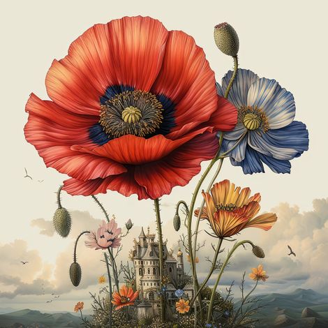 Tableau sur toile poésie florale 45x45 cm - Impression sur Toile Murale Décorative - Image imprimée en HD sur Toile - Toile sur Châssis en Bois FSC - Fabriqué en France (1/5)