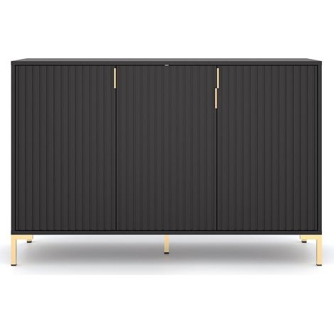 Buffet 3 portes 130,5x40x85,8 cm noir - FLINA (1/5)