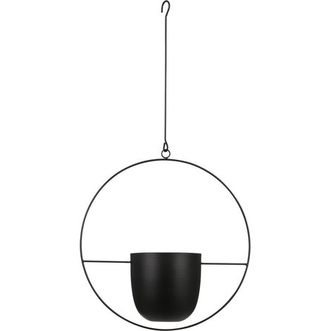 Cache-pot suspendu en métal noir, style industriel pour plantes d'intérieur, 34 x 14 x 65 cm - PANGIVO (1/5)