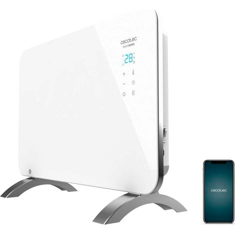 Convecteur verre Wi-Fi blanc 1000 W salle de bain