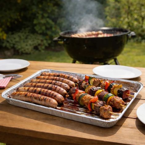 5 barquettes pour grillades bbq 34 x 23x 2,5 cm (1/5)