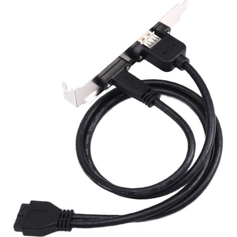 Câble d'extension de port USB 3.1 arrière de 0,5 m, 20 broches vers USB-C femelle et USB 3.0 femelle, avec cadre pour boîtier d'ordinateur (1/5)