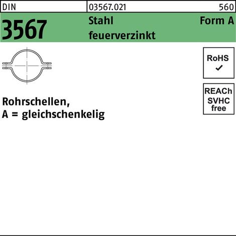 DIN 3567 Stahl A 220 NW 200 feuerverzinkt Rohrschellen-Hälften tZn S (1/2)