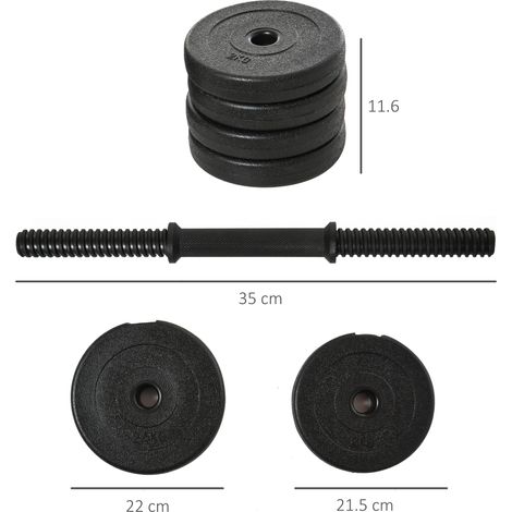 Juego de mancuernas de 20 kg (4 de 2,5 kg, 4 de 2 kg), pesas de gimnasio con 8 discos de 2 kg, 2,5 kg, Ø25 mm, para entrenamiento en casa.