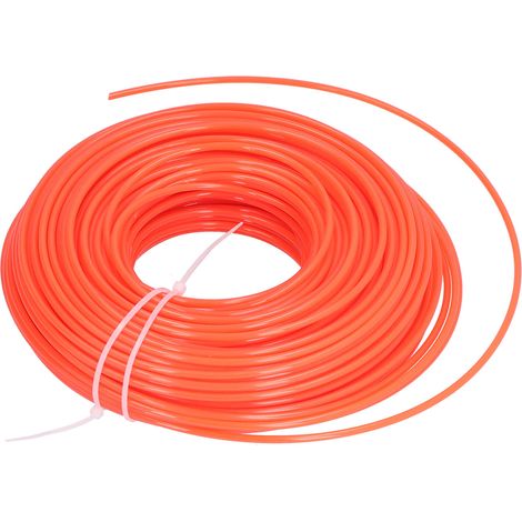 Fil nylon 3mm pour débroussailleuse, 50m rond, fil de coupe acier brossé (Orange, rond 3.0x50m) (1/5)