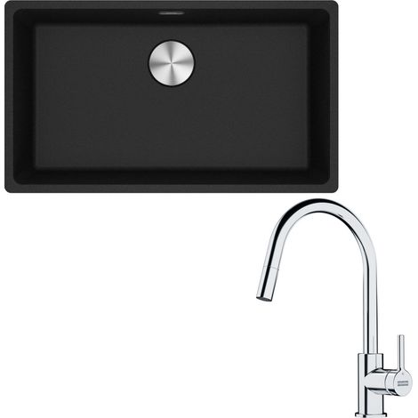 Pack cuve XL Maris Fragranit onyx 753 x 433 x 200 mm + mitigeur Lina J douchette - Franke (1/5)