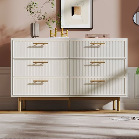 Kommode Sideboard Aufbewahrung 120 cm Weiß OKMYHOME (1/5)