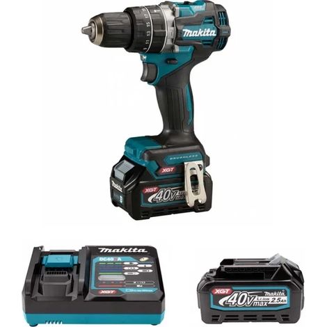 Trapano a percussione BL 54Nm 40V max MAKITA 2 batt. BL4025 + caricabatterie DC40RA - HP002GD201 (1/5)
