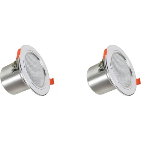 (Deux haut-parleurs de plafond de 8 ohms et 10 watts) pour salle de bain, élégants haut-parleurs montés au plafond dans des boîtiers en aluminium résistants à l'humidité.