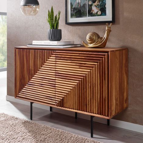 Buffet 2 portes 100x40x71 cm en sheehsam et métal (1/5)