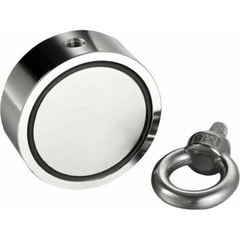 Aimant de pêche en néodyme double face,Diamètre 60mm,Combiné 300Kg Extrêmement Traction Puissant pour pêche à l'aimant et récupération dans la rivière THISNDE (1/3)