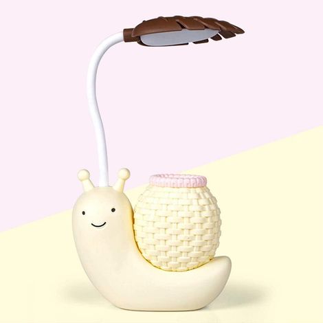 Cartoon Schnecke LED Tischlampe USB Augenpflege Tischlampen mit Stifthalter Niedlicher Stift Behälter Nachtlampe USB für Home Night (Gelb) (1/5)
