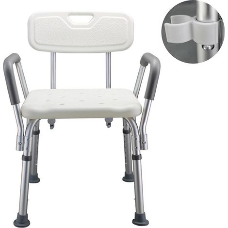 Duschbank mit Rückenlehne und Armlehnen, höhenverstellbar, leichter Duschhocker für Badewanne und Dusche