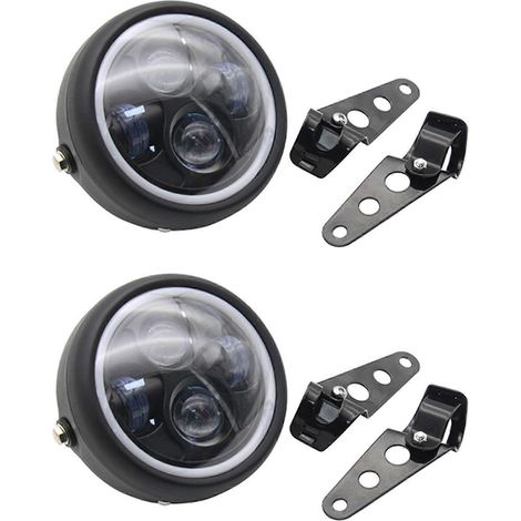 Lot de 2 phares LED 6,5 pouces pour moto (feux de route/phares avant/feux de jour) pour Sportster, Cafe Racer et Bobber (1/5)
