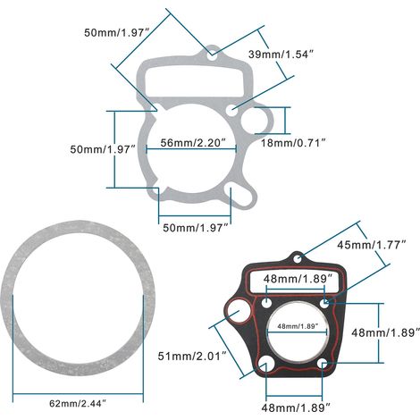 70cc horizontal engine with foot start, 47mm cylinder bore, full set of gaskets, shims, and paper gaskets. (1/4)