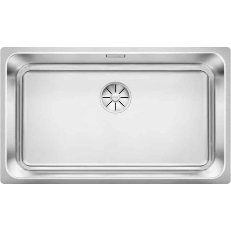 Blanco – Évier 1 bac inox brossé 740 x 440 mm – Installation sous plan – Système d'évacuation InFino – Trop-plein masqué C-overflow (1/5)