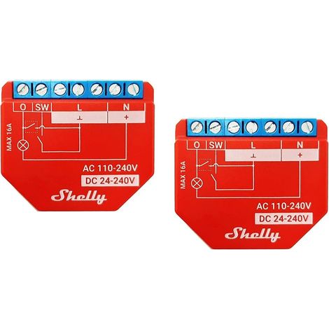 Shelly PLUS 1 PM Confezione da 2 pezzi dispositivo Bluetooth e Wi-Fi per Automazione Domestica dei Dispositivi Elettrici, rosso & Plus 2PM interruttore Relè Wi-Fi a 2 canali (1/5)