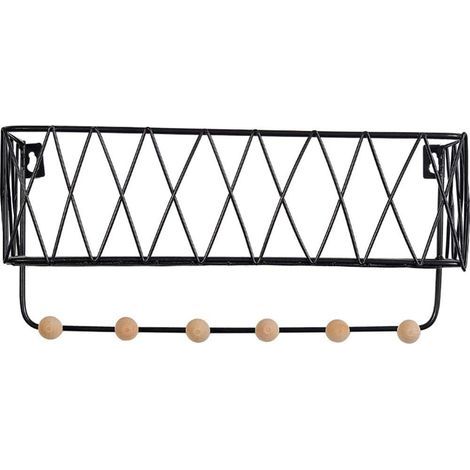 AIDUCHO Estantes flotantes sencillos de hierro para pared, revistero, soporte para periódicos, cesta de almacenamiento para baño, cocina, oficina, dormitorio, sala de estar (Color: Negro, Tamaño: L) (1/5)
