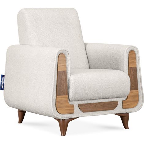 KONSIMO GUSTAVO Klassischer Sessel aus Schaumstoff und Holz, weiß