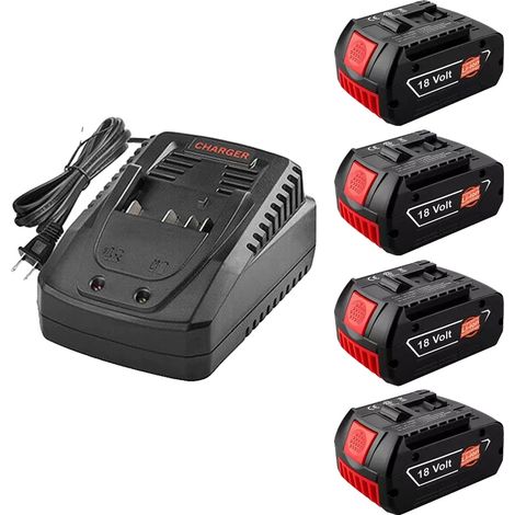 Batteria di ricambio, capacità 8000 mAh, compatibile con i modelli di elettroutensili, 4 batterie, 1 caricabatterie (1/2)