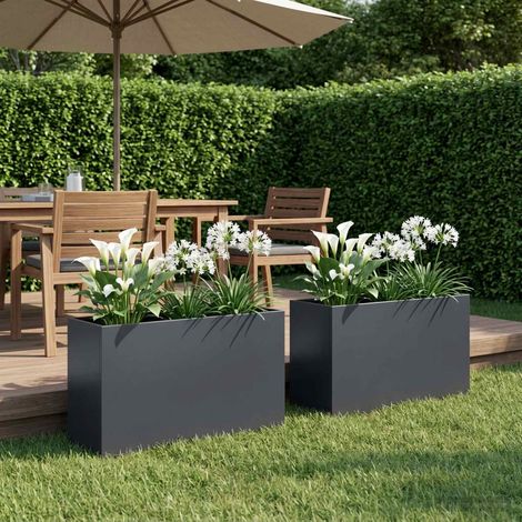 Cache-pot de jardin 2 pc Anthracite 80 x 40 x 50 cm (1/5)