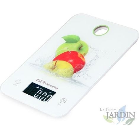 Balance de cuisine precision de haute précision Orbegozo. Capacité maximale: 5kg. Plateforme en verre trempé