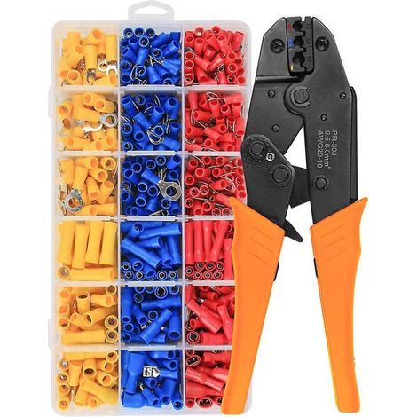 Professionelle Ratschen-Crimpzange für Elektriker mit 700 elektrischen Crimpanschlüssen für Kabel von 0,5 bis 1,5 mm² / von 1,5 bis 2,5 mm² / von 4,0 bis 6,0 mm² (1/5)
