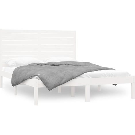 Maison Exclusive - Cadre de lit sans matelas blanc 160x200 cm bois massif (1/5)