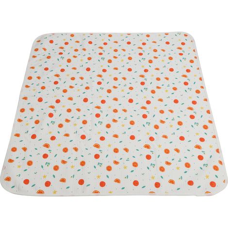 Matelas à langer imperméable, lavable et respirant en coton, 80 x 100 cm, couleur orange douce (1/5)