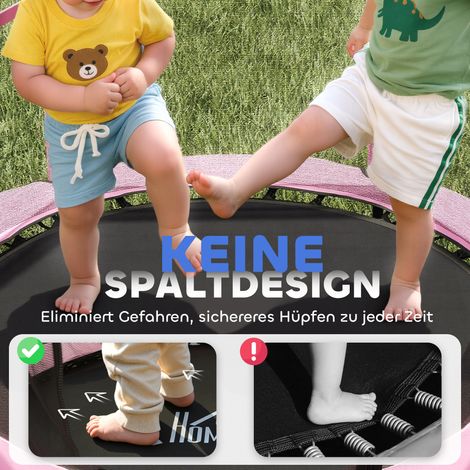 Trampolin enfant Ø140 cm avec filet de sécurité, intérieur extérieur, acier plastique, charge max 50 kg, rose (1/5)