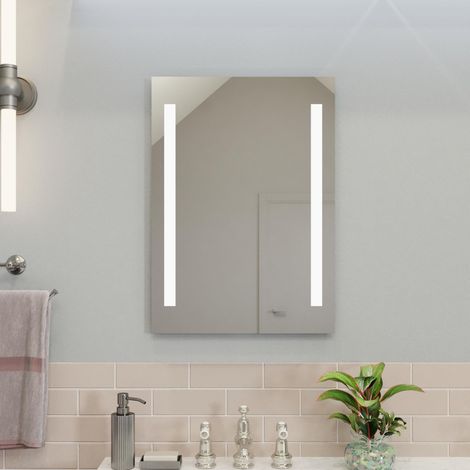 Miroir de Salle de Bain avec lumières – Facile à Installer – Miroir de Salle de Bain LED à Piles avec Tous Les Accessoires de Montage Inclus, Deux Bandes Lumineuses, Interrupteur (1/5)
