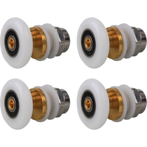 Rulli per porte doccia, 20 mm, set da 4. Rulli in ottone per porte doccia scorrevoli, sostituiscono i rulli per binari di porte doccia scorrevoli in vetro (20 mm). (1/5)