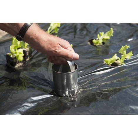 Cloche perforatrice pour films de paillage Ø 80 mm – Acier inoxydable – Avec poignée pour découpe nette – Outil professionnel – Nature