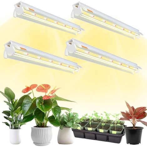 4 pièces T5 Lampe pour plantes, Full Spectrum 30cm lampes LED de culture, lampe pour culture de plantes avec réflecteur/design à chaîne à marguerite