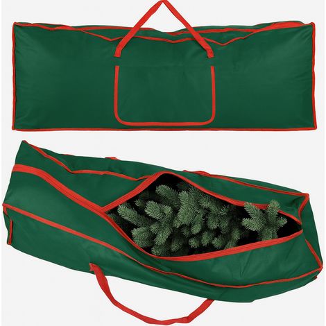 Borsa Custodia Sacco Porta Albero di Natale Extra Large Robusta in Tessuto Verde (1/4)