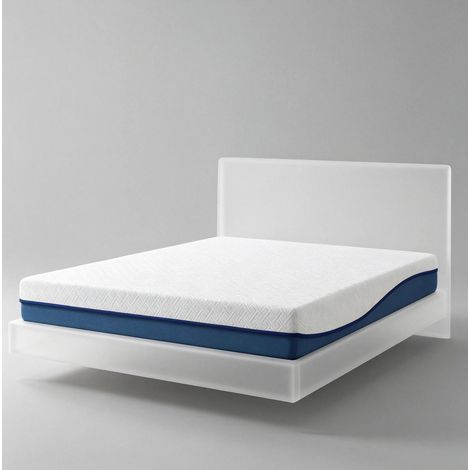 Matelas 160x200 cm en mousse à mémoire de forme bleu, déhoussable, pour chambre adulte FLORAGRACE (1/5)
