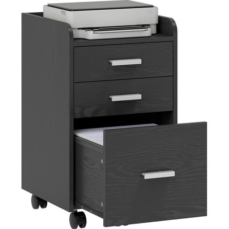 HOMCOM Mobile Filing Cabinet, File Cabinet with 3 Drawers, Black
