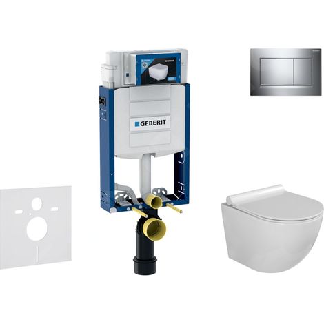 Geberit Kombifix - Set de bâti-support, cuvette Gaia et abattant softclose, plaque de déclenchement Sigma30, chrome/chrome mat (1/5)