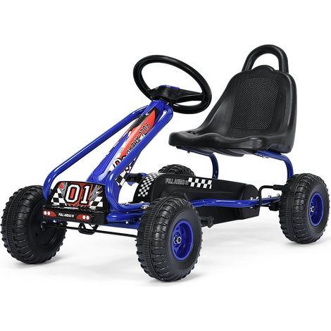 Go-kart a pedali regolabile 92 x 50 x 53 cm per bambini dai 3 ai 6 anni esperienza di guida realistica design blu 200012276