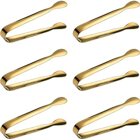6 Pièces Mini Pince à Glace Pince à Sucre en Acier Inoxydable, Pince à Bonbon Candy Bar Doré ,Pince de Service, Petite Pince de Cuisine Multifonctions pour Cuisine, Café, Fête, Bar et Buffet (1/5)