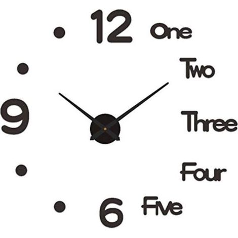 Horloge murale DIY sans cadre 30cm , 3D miroir autocollant design moderne , horloge murale muette noire (1/5)