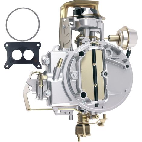 Carburatore con starter elettrico, lunghezza 30,2 cm, larghezza 23,2 cm, altezza 18 cm, peso 2950 g, compatibile con auto e camion Pony classici. (1/5)