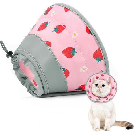 Collier élisabéthain souple pour chats, empêche le léchage, léger, ajustable et pliable (rose, taille S)