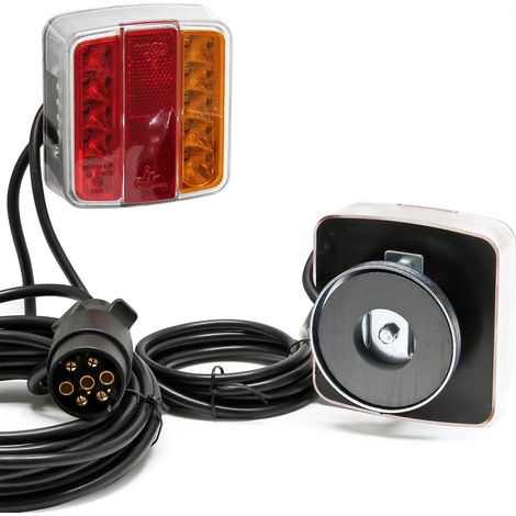 Wiltec LED Rückleuchte mit Magneten 7-polig 12V, Adapter für PKW Anhänger, Anhängersteckdose mit E11-Zertifizierung, Anhängerbeleuchtung (1/5)